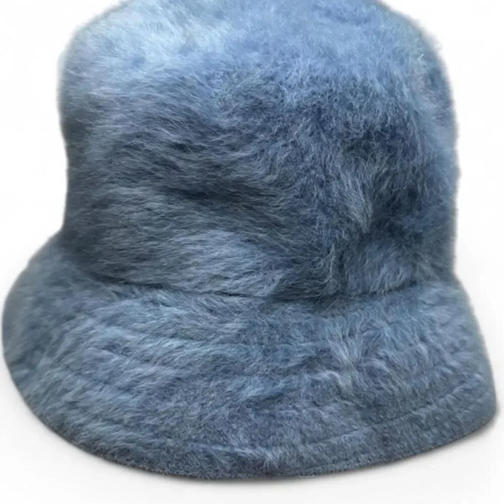 Vintage Kangol Blue Fuzzy Fur Bucket Hat Size Medium